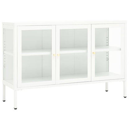 Dressoir 05X35X70 Cm Staal En Glas Wit