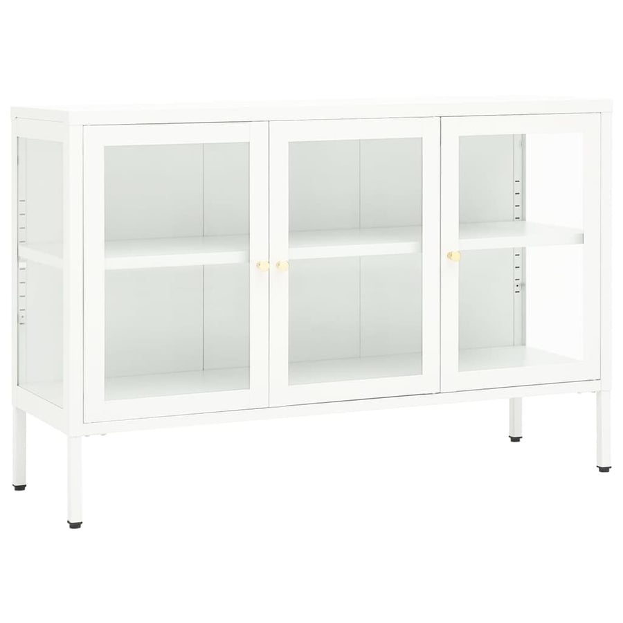 Dressoir 05X35X70 Cm Staal En Glas Wit