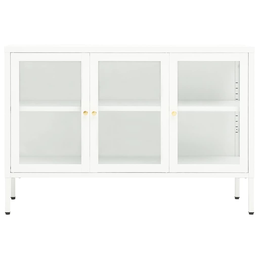 Dressoir 05X35X70 Cm Staal En Glas Wit