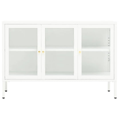 Dressoir 05X35X70 Cm Staal En Glas Wit