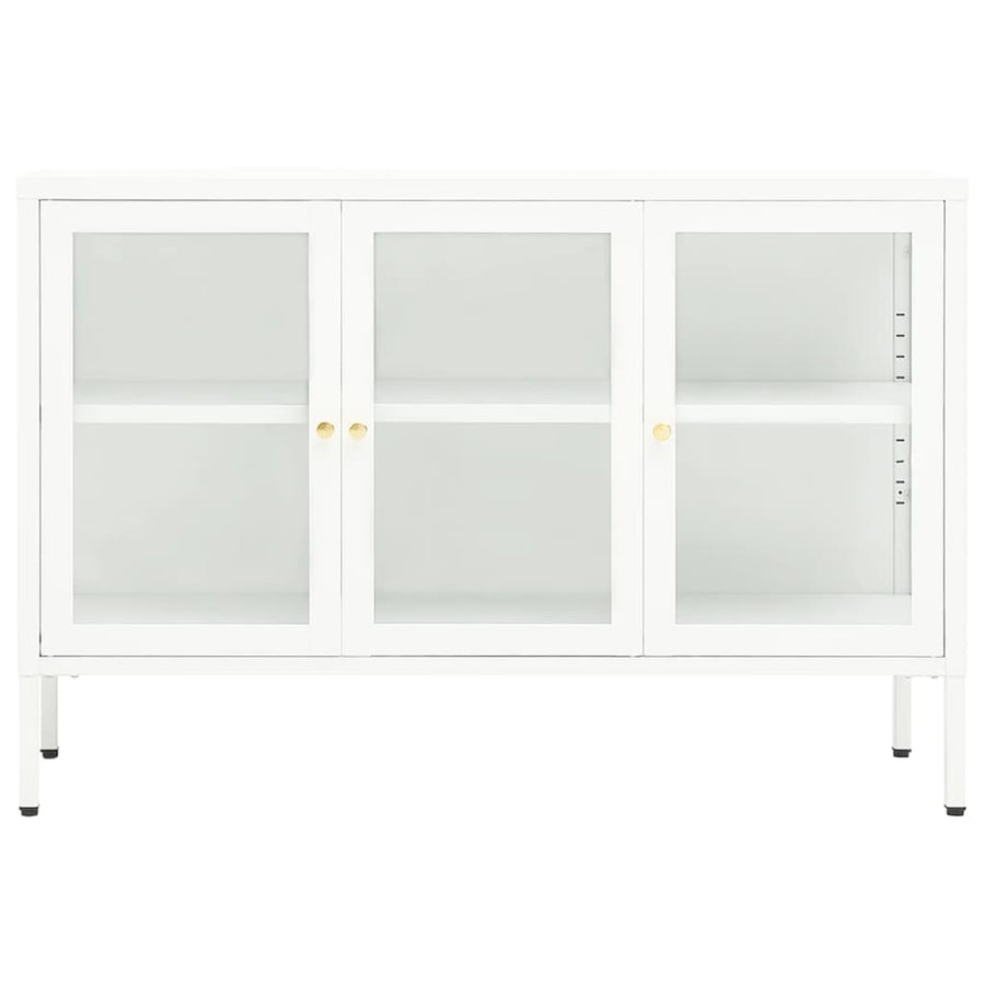 Dressoir 05X35X70 Cm Staal En Glas Wit