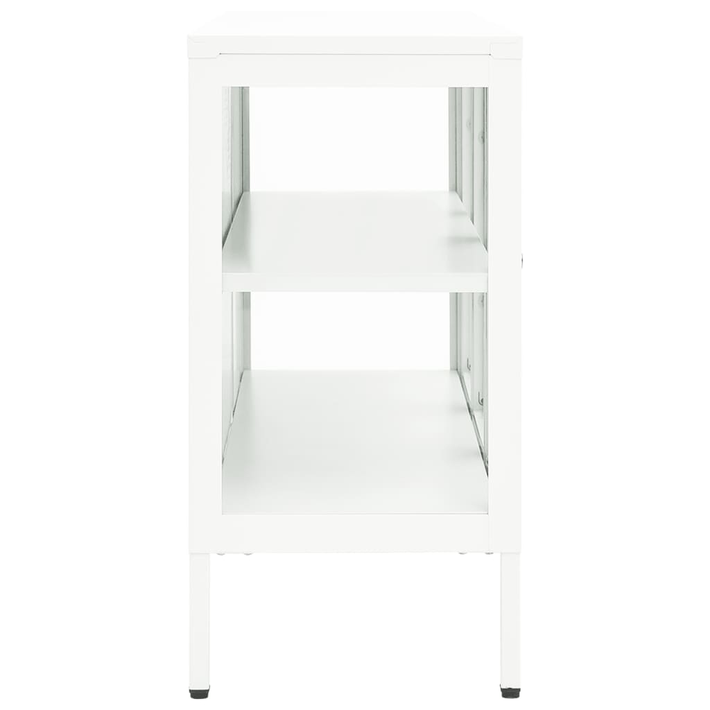 Dressoir 05X35X70 Cm Staal En Glas Wit
