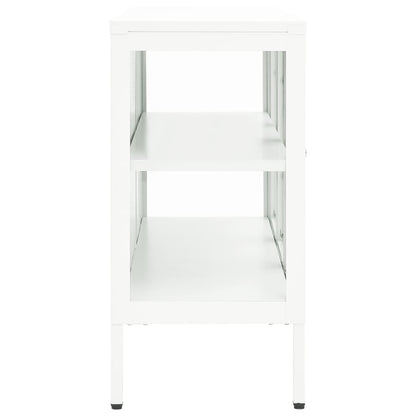 Dressoir 05X35X70 Cm Staal En Glas Wit