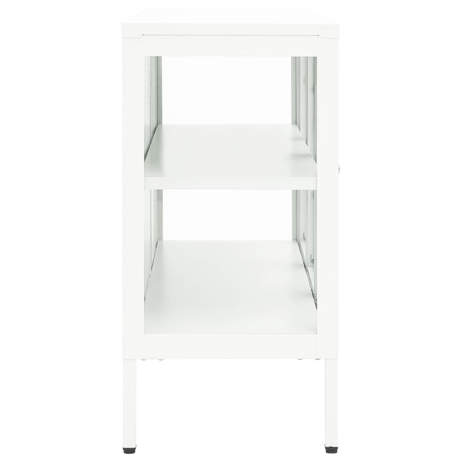 Dressoir 05X35X70 Cm Staal En Glas Wit