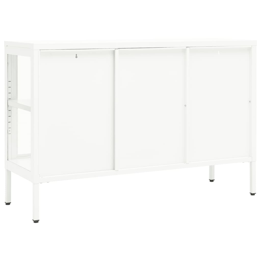 Dressoir 05X35X70 Cm Staal En Glas Wit
