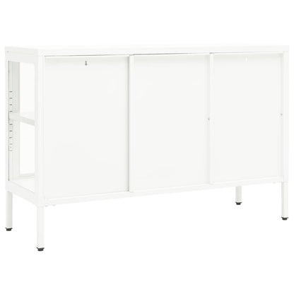 Dressoir 05X35X70 Cm Staal En Glas Wit