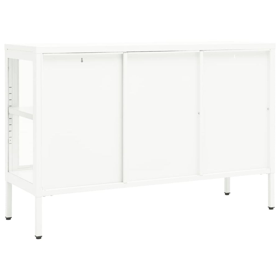 Dressoir 05X35X70 Cm Staal En Glas Wit