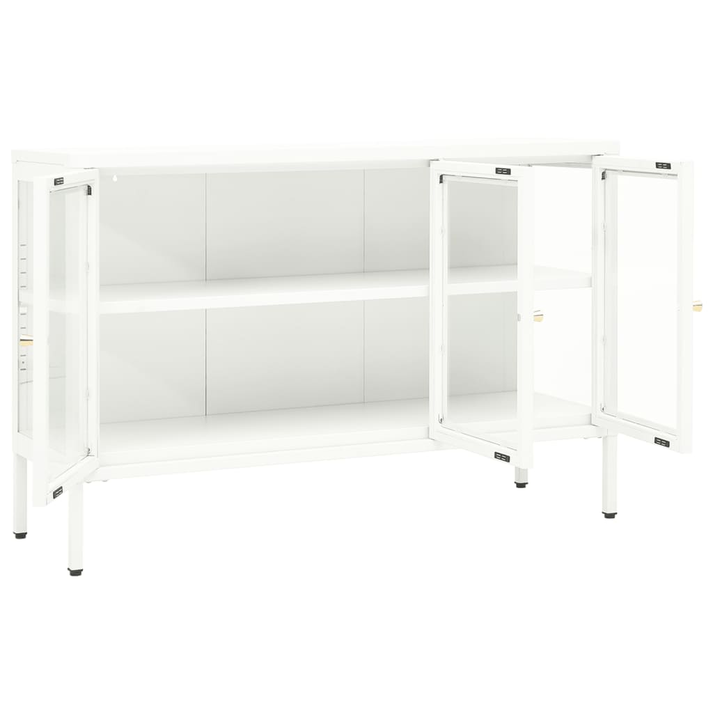 Dressoir 05X35X70 Cm Staal En Glas Wit