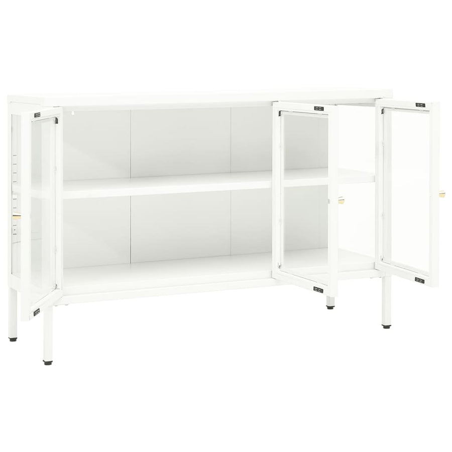 Dressoir 05X35X70 Cm Staal En Glas Wit