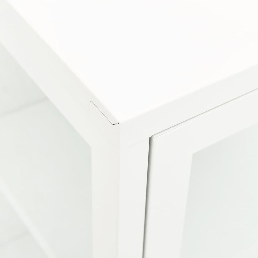 Dressoir 05X35X70 Cm Staal En Glas Wit