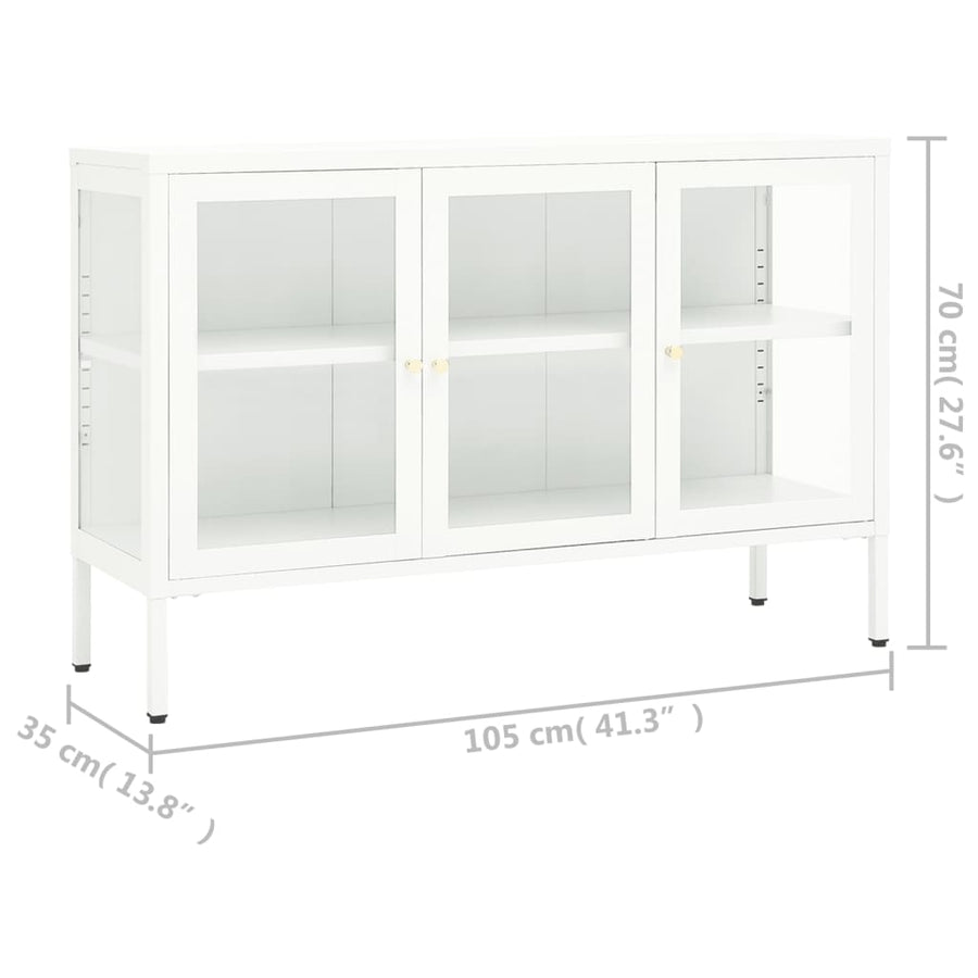 Dressoir 05X35X70 Cm Staal En Glas Wit