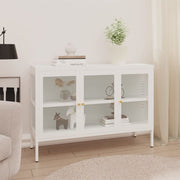 Dressoir 105x35x70 cm staal glas wit