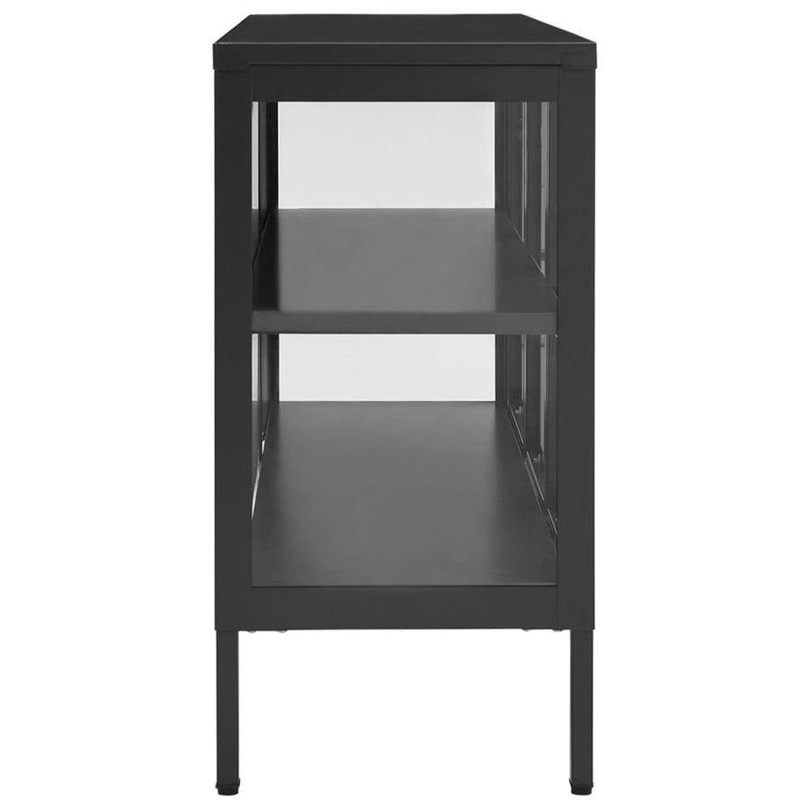 Dressoir 05X35X70 Cm Staal En Glas Kleurig Antraciet