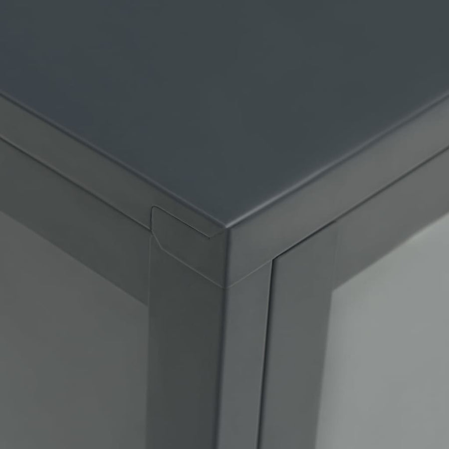 Dressoir 05X35X70 Cm Staal En Glas Kleurig Antraciet