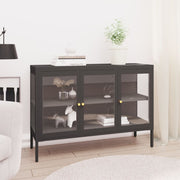 Dressoir 105x35x70 cm staal glas antraciet