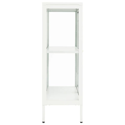Dressoir 75X35X105 Cm Staal En Glas Wit