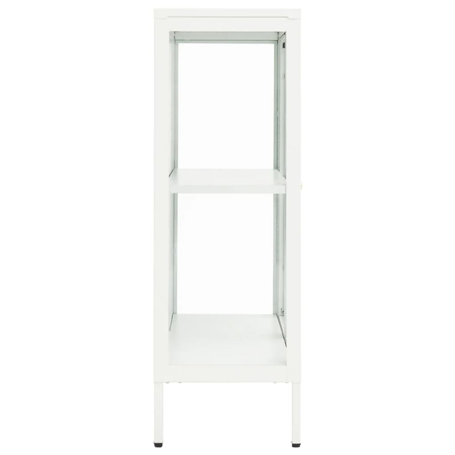 Dressoir 75X35X105 Cm Staal En Glas Wit