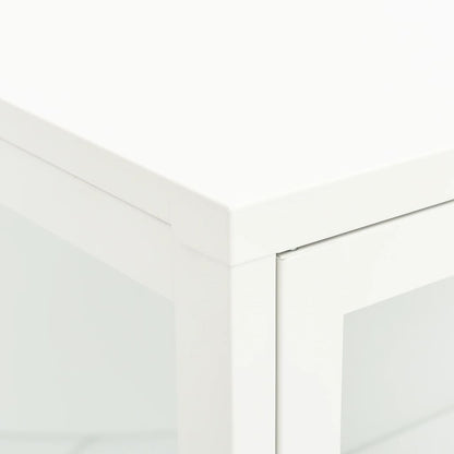 Dressoir 75X35X105 Cm Staal En Glas Wit