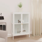 Dressoir 75x35x105 cm staal glas wit