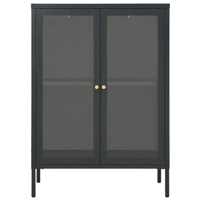 Dressoir 75X35X05 Cm Staal En Glas Kleurig Antraciet