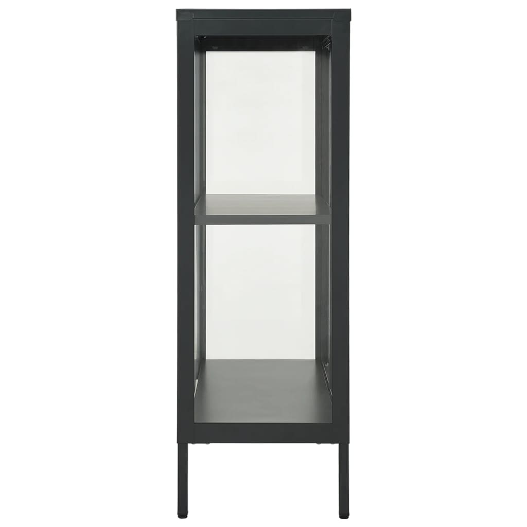 Dressoir 75X35X05 Cm Staal En Glas Kleurig Antraciet