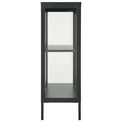 Dressoir 75X35X05 Cm Staal En Glas Kleurig Antraciet