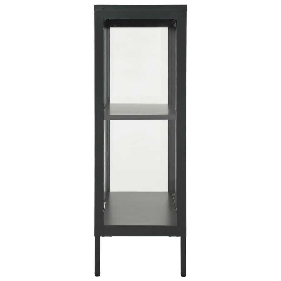 Dressoir 75X35X05 Cm Staal En Glas Kleurig Antraciet