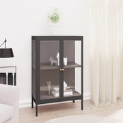Dressoir 75x35x105 cm staal glas antraciet