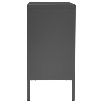 Dressoir 75X35X70 Cm Staal En Gehard Glas Kleurig Antraciet