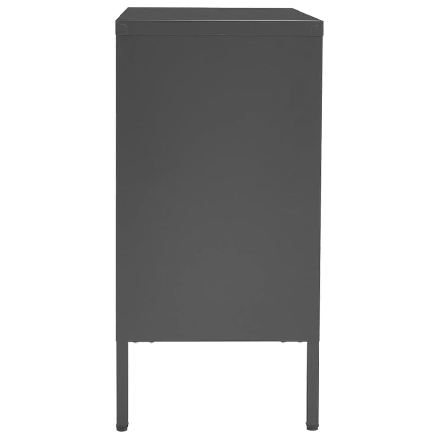 Dressoir 75X35X70 Cm Staal En Gehard Glas Kleurig Antraciet