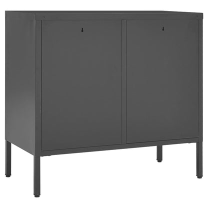 Dressoir 75X35X70 Cm Staal En Gehard Glas Kleurig Antraciet