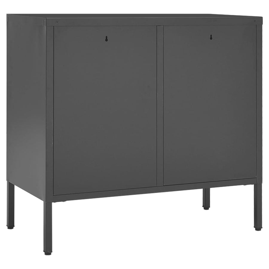 Dressoir 75X35X70 Cm Staal En Gehard Glas Kleurig Antraciet