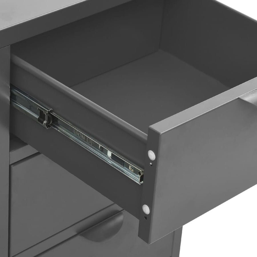 Dressoir 75X35X70 Cm Staal En Gehard Glas Kleurig Antraciet
