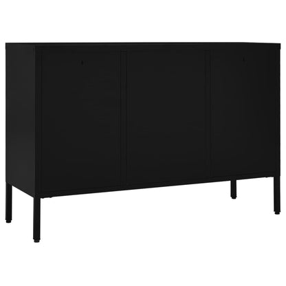 Dressoir 05X35X70 Cm Staal En Gehard Glas Zwart