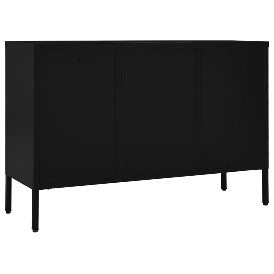 Dressoir 05X35X70 Cm Staal En Gehard Glas Zwart