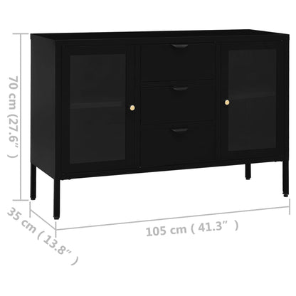 Dressoir 05X35X70 Cm Staal En Gehard Glas Zwart