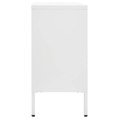 Dressoir 05X35X70 Cm Staal En Gehard Glas Wit