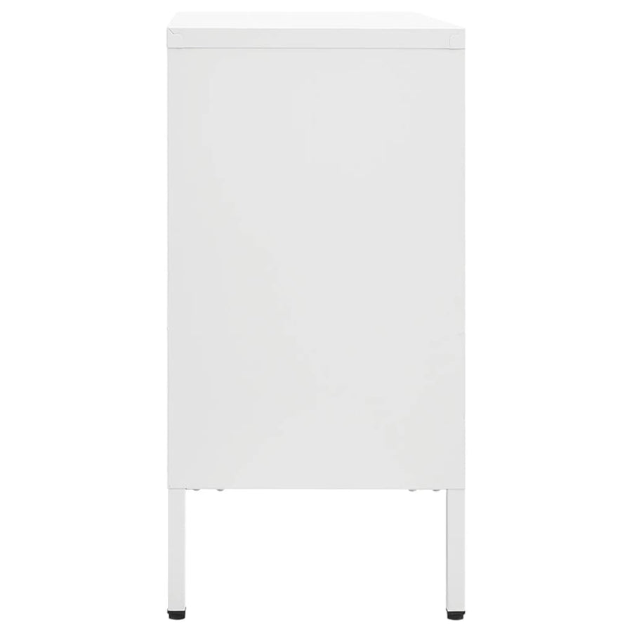 Dressoir 05X35X70 Cm Staal En Gehard Glas Wit