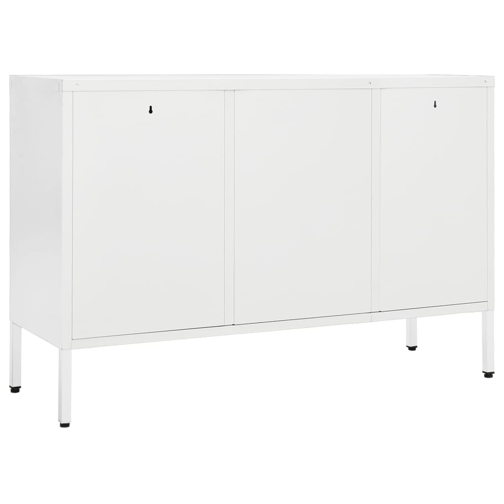Dressoir 05X35X70 Cm Staal En Gehard Glas Wit