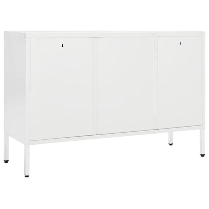 Dressoir 05X35X70 Cm Staal En Gehard Glas Wit