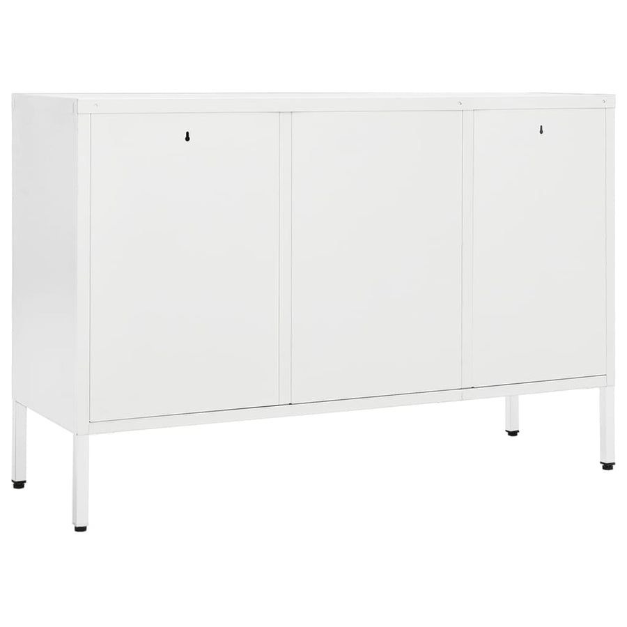 Dressoir 05X35X70 Cm Staal En Gehard Glas Wit