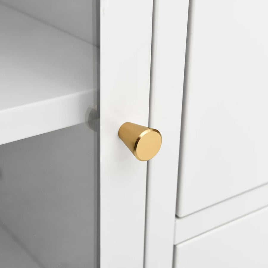 Dressoir 05X35X70 Cm Staal En Gehard Glas Wit