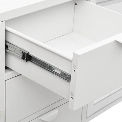 Dressoir 05X35X70 Cm Staal En Gehard Glas Wit