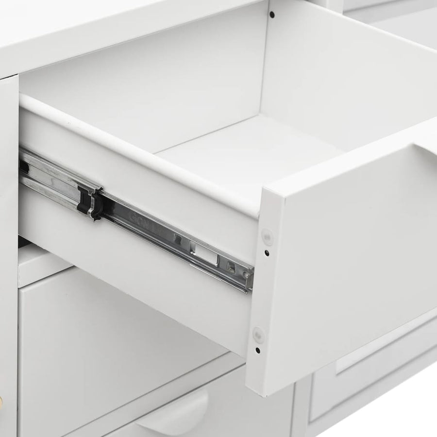 Dressoir 05X35X70 Cm Staal En Gehard Glas Wit