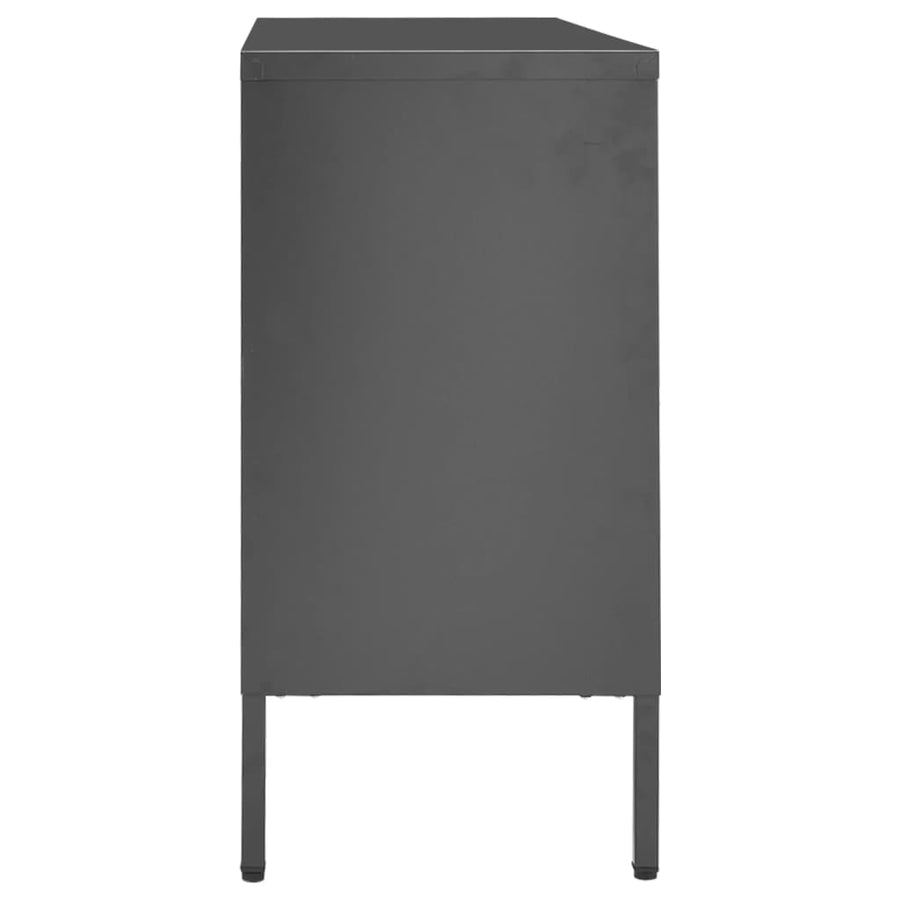 Dressoir 05X35X70 Cm Staal En Gehard Glas Kleurig Antraciet