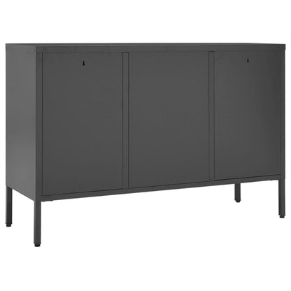 Dressoir 05X35X70 Cm Staal En Gehard Glas Kleurig Antraciet