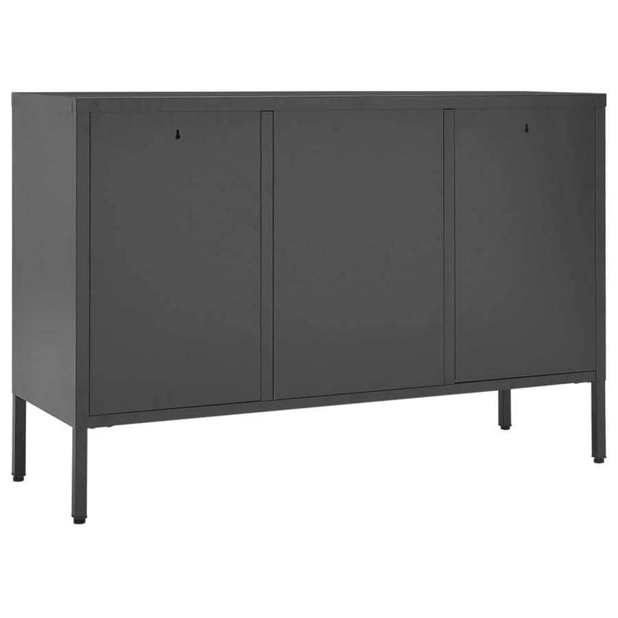 Dressoir 05X35X70 Cm Staal En Gehard Glas Kleurig Antraciet