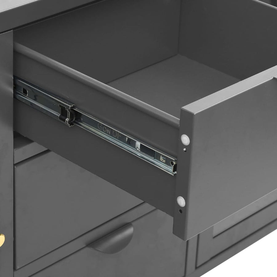 Dressoir 05X35X70 Cm Staal En Gehard Glas Kleurig Antraciet