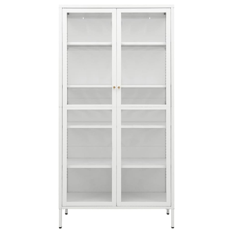 Vitrinekast 90x40x180 cm staal en gehard glas wit Wit