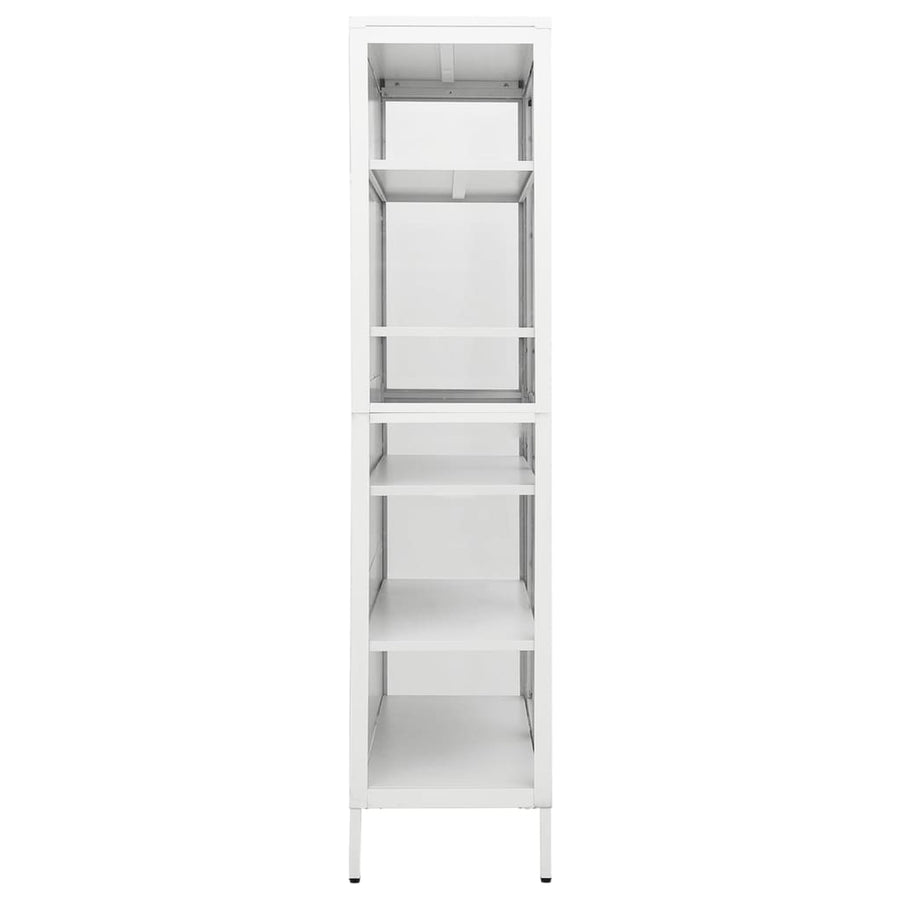 Vitrinekast 90x40x180 cm staal en gehard glas wit Wit